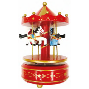 CARROSSEL MADEIRA MUSICAL NATAL VERMELHO 17,5X10CM